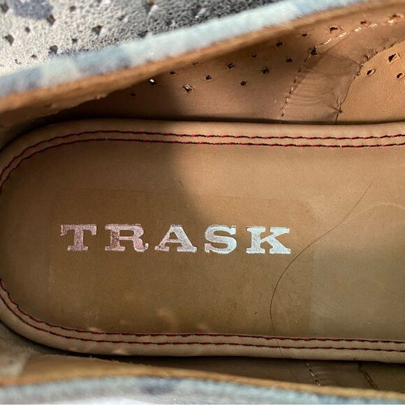 Trask Andi Perforated Flat In Pewter Camouflage Suede Size 7M - Picture 4 of 14